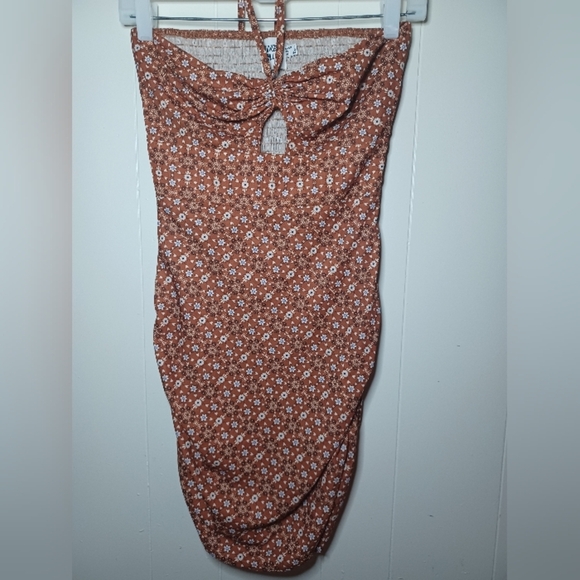 Princess Polly Floral Mini Dress - Brown and White - Picture 1 of 6